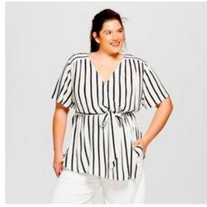 AVA & VIV Striped Wrap Blouse